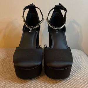 Torrid Black Platform Heels with Rhinestone Ankle Strap